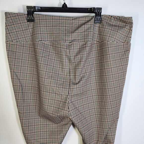 Alexander Jordon Leggings Sz 2X Plaid Tummy Control Pull On Multi Brown Slimming - Picture 5 of 8